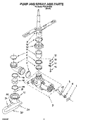 PUMP AND SPRAY ARM PARTS Diagram and Parts List for TUD1000RB2  Estate Dishwasher