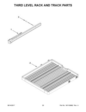 11 - THIRD LEVEL RACK AND TRACK PARTS Diagram and Parts List for KDTM504EPA2  Whirlpool Dishwasher