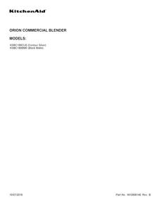 Cover Sheet Diagram and Parts List for KSBC1B0BM0  KitchenAid Blender