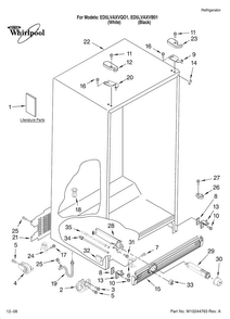 Cabinet Parts Diagram and Parts List for ED5LVAXVQ01  Whirlpool Refrigerator