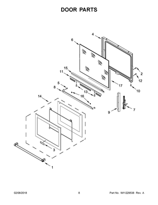 Door Parts Diagram and Parts List for KSEG950ESS2  Whirlpool Range