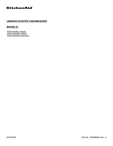 Cover Sheet Diagram and Parts List for KDFE104DSS3  KitchenAid Dishwasher