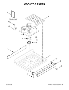 Cooktop Parts Diagram and Parts List for WFG540H0EB1  Whirlpool Range