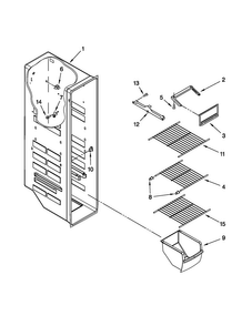 Freezer Liner Parts Diagram and Parts List for 10650212011  Kenmore Refrigerator