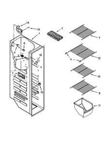 Freezer Liner Parts Diagram and Parts List for WRS322FNAE02  Whirlpool Refrigerator