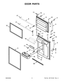 04 - Door Parts Diagram and Parts List for WRT311FZDT04  Whirlpool Refrigerator