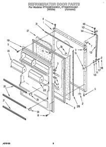 Refrigerator Door Diagram and Parts List for ET20NKXAW0  Whirlpool Refrigerator