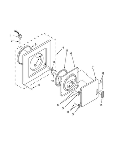 Dryer Front Panel And Door Parts Diagram and Parts List for LTG5243DQC  Whirlpool Washer Dryer Combo