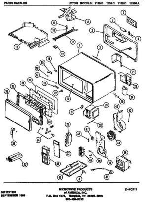 01 - Page 3 Diagram and Parts List for 1139D  Whirlpool Microwave