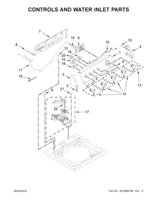 Controls And Water Inlet Parts Diagram and Parts List for 11022242510  Kenmore Washer