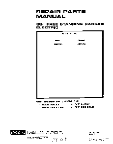 Front Cover Diagram and Parts List for 2453*9A  Roper Range