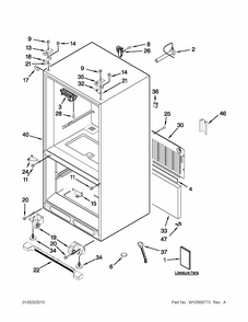 Cabinet Parts Diagram and Parts List for 59672013017  Kenmore Refrigerator