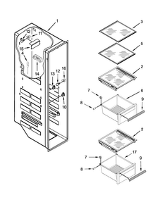 Freezer Liner Parts Diagram and Parts List for 7KRSF77EST00  KitchenAid Refrigerator