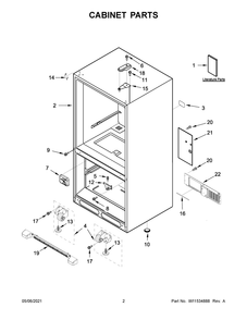 Cabinet Parts Diagram and Parts List for ABB1924BRW03  Whirlpool Refrigerator