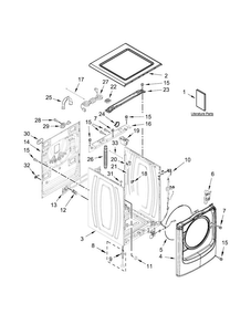 Top And Cabinet Parts Diagram and Parts List for WFW75HEFW0  Whirlpool Washer
