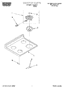 COOKTOP, LITERATURE Diagram and Parts List for RDE22302  Roper Range