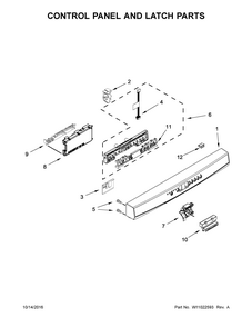 Control Panel And Latch Parts Diagram and Parts List for 66513403N413  Kenmore Dishwasher