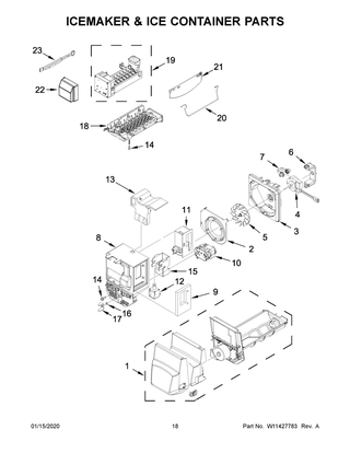 Icemaker & Ice Container Parts Diagram and Parts List for WRX735SDHZ03  Whirlpool Refrigerator