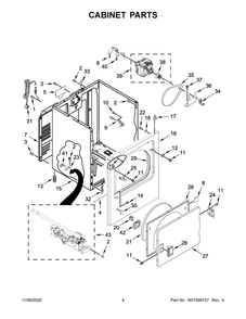 Cabinet Parts Diagram and Parts List for WGD4815EW3  Whirlpool Dryer