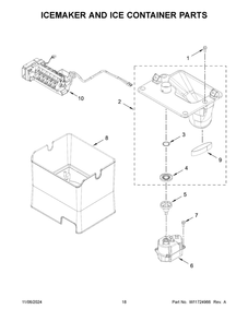 10 - Icemaker And Ice Container Parts Diagram and Parts List for KRFF577KBS03  Whirlpool Refrigerator