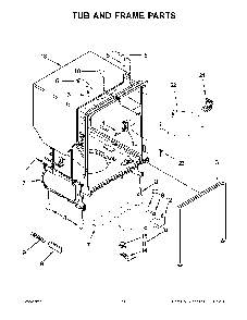 Tub and frame parts Diagram and Parts List for WDF520PADM8  Whirlpool Dishwasher