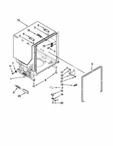 Tub And Frame Parts Diagram and Parts List for 66513033K110  Kenmore Dishwasher