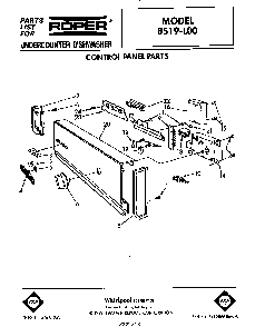 Control Panel Diagram and Parts List for 8519L00  Roper Dishwasher