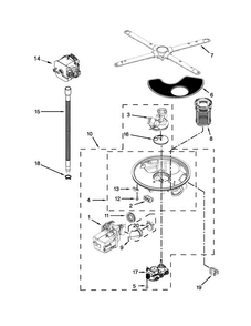 Pump, Washarm And Motor Parts Diagram and Parts List for KDFE304DSS1  KitchenAid Dishwasher