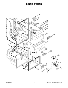 03 - Liner Parts Diagram and Parts List for KRFF300ESS06  Whirlpool Refrigerator