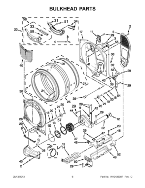 03 - BULKHEAD PARTS Diagram and Parts List for YMED7000XR2  Whirlpool Dryer