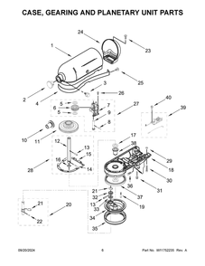 04 - Case, Gearing And Planetary Unit Parts Diagram and Parts List for 5KSM150PSEAC5  Whirlpool Mixer