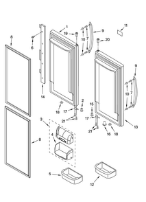 Refrigerator Door Parts Diagram and Parts List for GX5FHDXTL11  Whirlpool Refrigerator