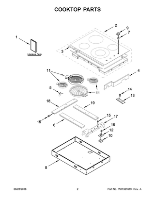 Cooktop Parts Diagram and Parts List for WCE55US0HB01  Whirlpool Cooktop