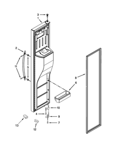 Freezer Door Parts Diagram and Parts List for WRS571CIDB00  Whirlpool Refrigerator