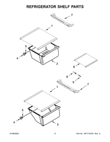 Refrigerator Shelf Parts Diagram and Parts List for WRS315SDHM12  Whirlpool Refrigerator
