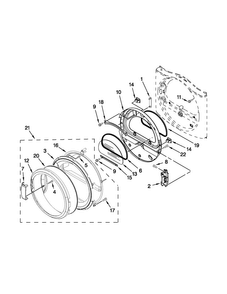 Door Parts Diagram and Parts List for 3LCGD9100WQ3  Whirlpool Dryer