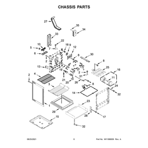 Chassis Parts Diagram and Parts List for KFEG500ESS4  KitchenAid Range