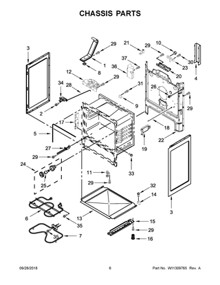 Chassis Parts Diagram and Parts List for IER660GS0  Whirlpool Range