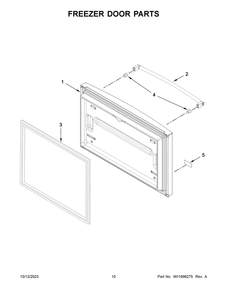 Freezer Door Parts Diagram and Parts List for KRFC302EBS08  KitchenAid Refrigerator