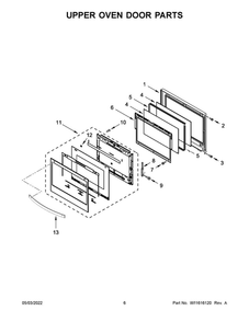 Upper Oven Door Parts Diagram and Parts List for WOD51EC0HS20  Whirlpool Wall Oven