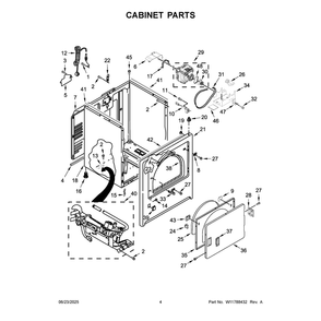 Cabinet Parts Diagram and Parts List for WGD4105LSW0  Whirlpool Dryer