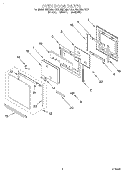 OVEN DOOR Diagram and Parts List for RMC305PDB1  Whirlpool Microwave Oven Combo