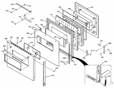 Upper Oven Door Diagram and Parts List for 8504277340  Kenmore Range