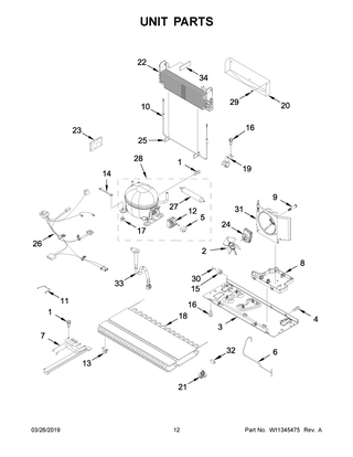 Unit Parts Diagram and Parts List for WRF532SMHV01  Whirlpool Refrigerator