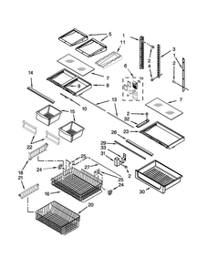 Shelf Parts Diagram and Parts List for KBWS19KCWH00  KitchenAid Refrigerator