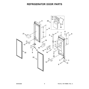 Refrigerator Door Parts Diagram and Parts List for KRFF577KPS05  KitchenAid Refrigerator
