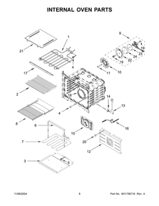 05 - Internal Oven Parts Diagram and Parts List for JMW2427LM03  Whirlpool Microwave Oven Combo