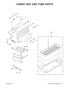 Lower Unit And Tube Parts Diagram and Parts List for KBFN506EPA00  KitchenAid Refrigerator