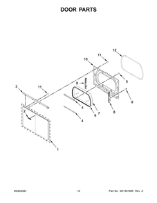 Door Parts Diagram and Parts List for MED6230RHW2  Whirlpool Dryer