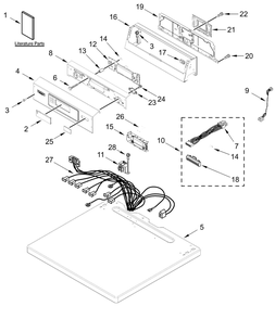 Top And Console Parts Diagram and Parts List for MDE20PRFZW0  Whirlpool Dryer